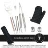 7PCS Barbecue Utensils Complete BBQ Apron Set Durable BBQ Tools Set Comfortable Grilling Tool Set Portable BBQ Baking Set for Camping