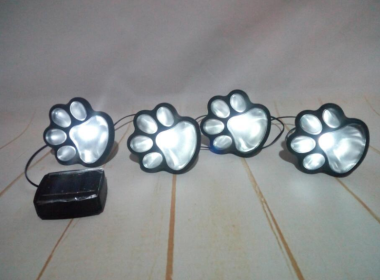 Outdoor 4 LED Solar Animal Paw Light Portable Lamp Solar Light Sensor Solar Energy Lamp Panel Camp Tent Fishing Garden Lighting (Color: White x4)