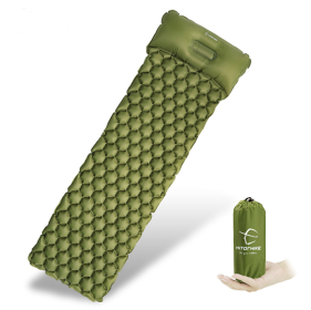 Outdoor Camping Inflatable Honeycomb Mattress Tent Sleeping Mat (Color: Army Green)