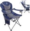 Outdoor Reclining Camping Chair 3 Position Folding Lawn Chair Supports 350 lbs, Black & Grey