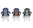 Outdoor Reclining Camping Chair 3 Position Folding Lawn Chair Supports 350 lbs, Black & Grey