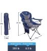 Outdoor Reclining Camping Chair 3 Position Folding Lawn Chair Supports 350 lbs, Black & Grey