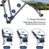 Outdoor Reclining Camping Chair 3 Position Folding Lawn Chair Supports 350 lbs, Black & Grey